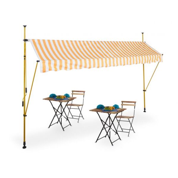 Automatiniu būdu ištraukiama markizė 350x120cm., oranžinės/auksinės/baltos spalvos