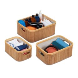 Rinkinys iš 3 krepšelių, smėlio/šviesiai rudos spalvos