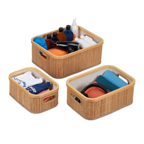 Rinkinys iš 3 krepšelių, smėlio/šviesiai rudos spalvos