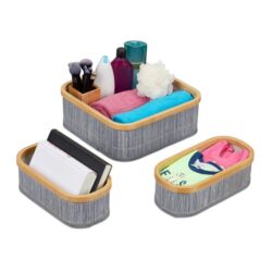 Rinkinys iš 3 krepšelių, pilkos/kreminės spalvos