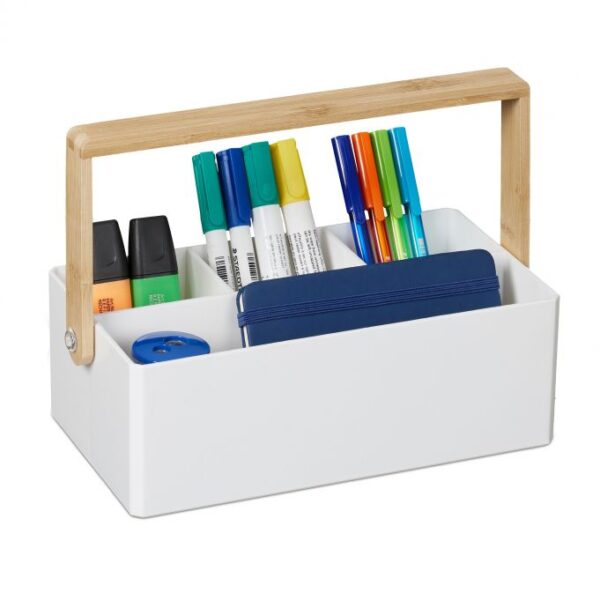 10041605_49_1_01b7d9a10f2c0f4a8b679acdbb5c377e.jpg Rašymo priemonių organizatorius 8,5x26x16 cm., baltos/šviesiai rudos spalvos