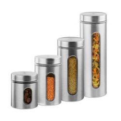 Rinkinys iš 4 indelių biriems produktams, sidabrinės spalvos