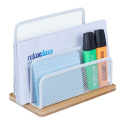 Rašymo priemonių ir dokumentų stovas 15x18,5x10 cm., šviesiai rudos/baltos spalvos