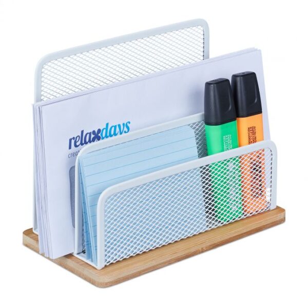 Rašymo priemonių ir dokumentų stovas 15x18,5x10 cm., šviesiai rudos/baltos spalvos