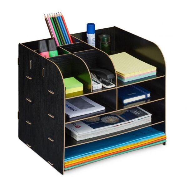 Rašymo priemonių ir dokumentų organizatorius 27,5x32,5x25 cm., juodos spalvos