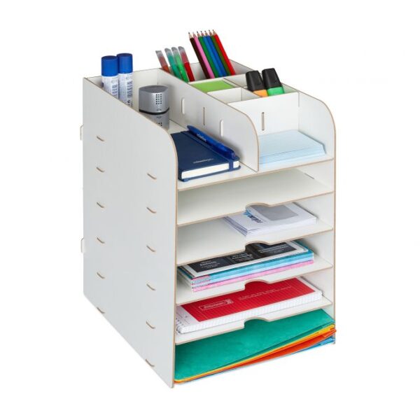 Rašymo priemonių ir dokumentų organizatorius 34,5x25x32 cm., baltos spalvos