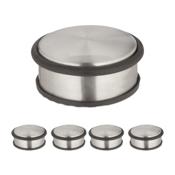 Rinkinys iš 5 nerūdijančio plieno durų atramų, sidabrinės spalvos