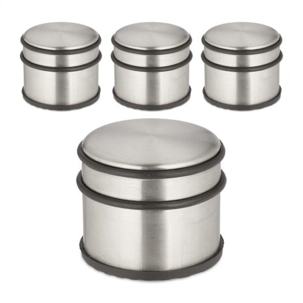 Rinkinys iš 4 nerūdijančio plieno durų atramų, sidabrinės spalvos