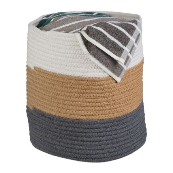 Sulankstomas krepšys 30x28cm., baltos/pilkos/šviesiai rudos spalvos