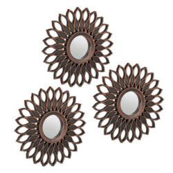 Rinkinys iš 3 pakabinamų veidrodžių 24x2cm., vario/juodos spalvos