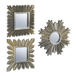 Rinkinys iš 3 pakabinamų veidrodžių, auksinės spalvos