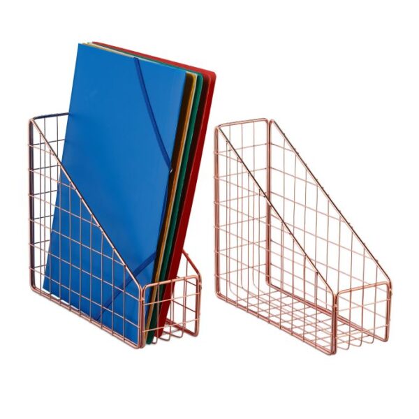 Rinkinys iš 2 dokumentų stovų 23x9x25,5 cm., rožinio aukso spalvos