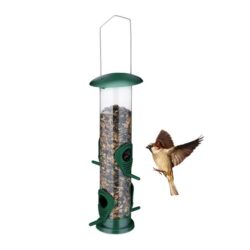 Paukščių lesyklėlė 42x13x13cm., sidabrinės/tamsiai žalios spalvos