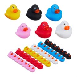 Rinkinys iš 48 vonios žaislų "Ančiukai" 3x4x4cm., geltonos/oranžinės/rožinės/juodos/baltos/raudonos spalvos