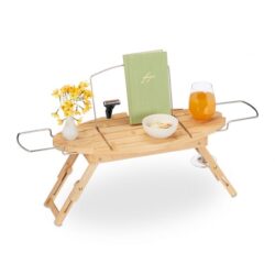 Vonios staliukas 39,5x69x23,5cm., šviesiai rudos/sidabrinės spalvos