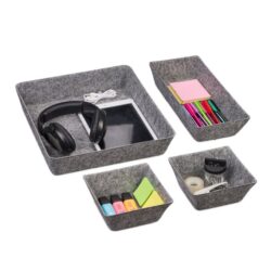 Rinkinys iš 4 dėžių, pilkos spalvos
