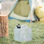 Camping place on the green lawn