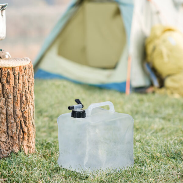 Camping place on the green lawn