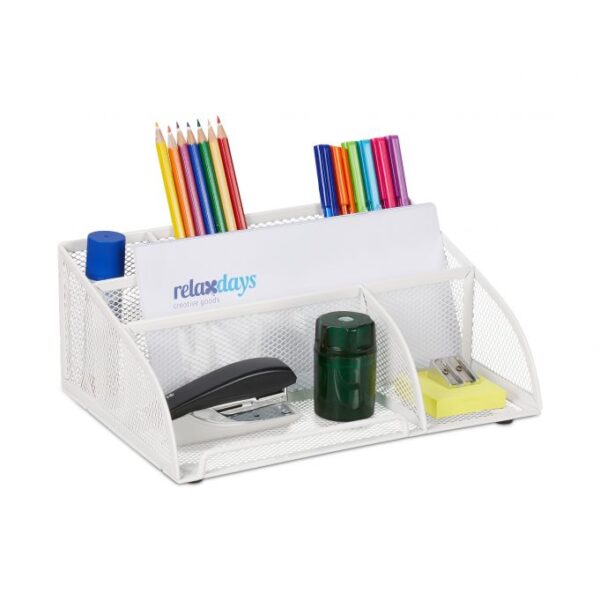 Rašymo priemonių organizatorius 10,5x25,5x17 cm., baltos spalvos