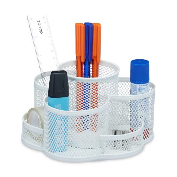 Rašymo priemonių organizatorius 10,5x16x17 cm., baltos spalvos