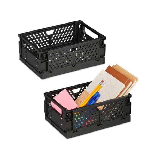 Rinkinys iš 2 daiktų laikymo dėžių 10x25x16,5cm., juodos spalvos