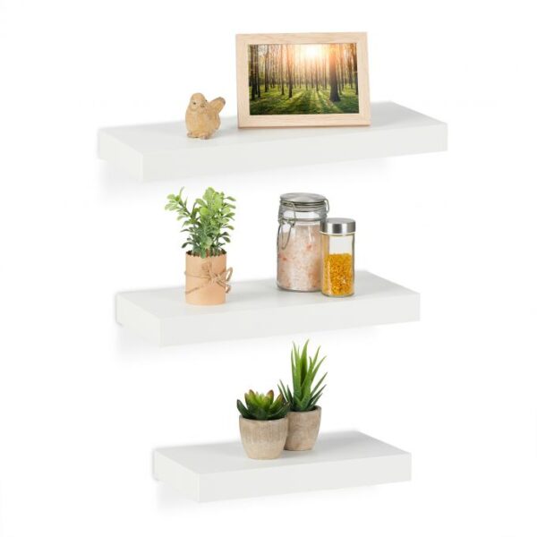 Rinkinys iš 3 sieninių lentynų, baltos spalvos