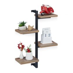 Svetainės sieninė lentyna 60x42x15cm., šviesiai rudos/juodos spalvos