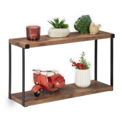 Virtuvės sieninė lentyna 27x48x15,5cm., šviesiai rudos/juodos spalvos