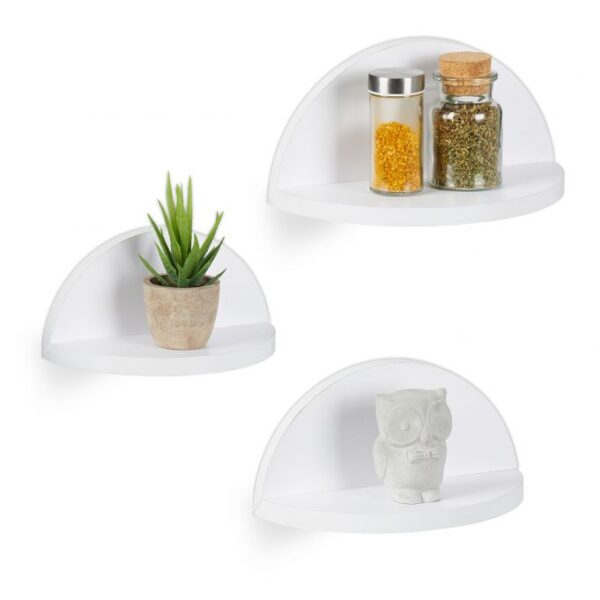 Rinkinys iš 3 sieninių lentynų, baltos spalvos