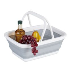 Sulankstomas krepšys su rankenomis 15,5x38,5x28,5cm., pilkos/baltos