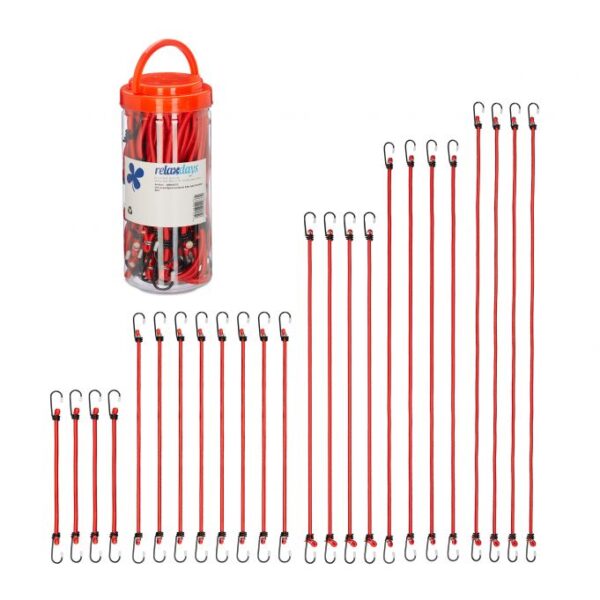 Rinkinys iš 24 tvirtinimo gumų dviračio bagažinei, raudonos/juodos spalvos