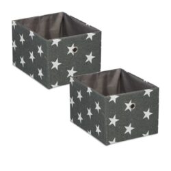 Rinkinys iš 2 daiktų laikymo dėžių 16x20x25cm., pilkos/baltos/sidabrinės spalvos