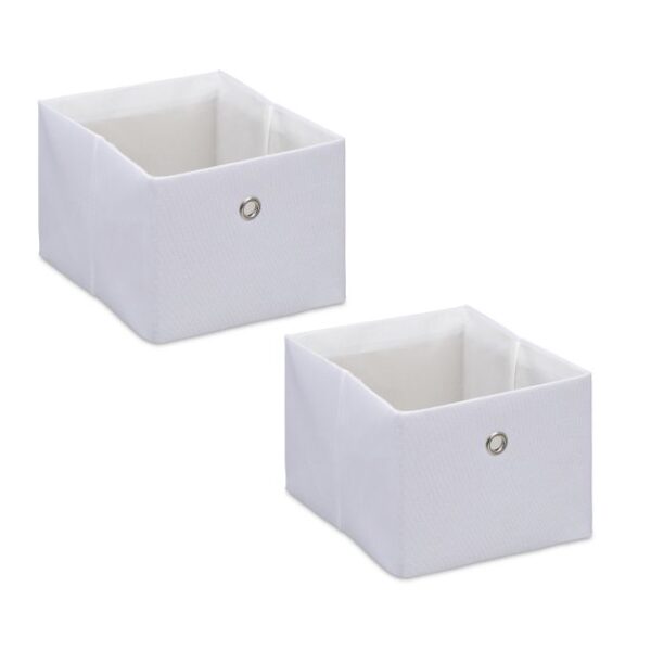 Rinkinys iš 2 daiktų laikymo dėžių 16x20,5x25cm., baltos/sidabrinės spalvos