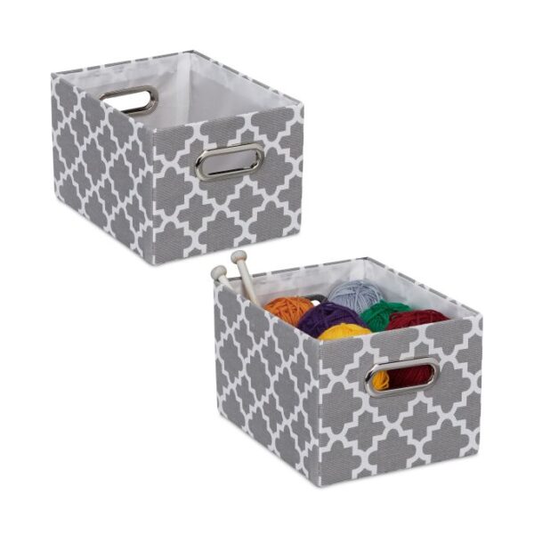 Rinkinys iš 2 daiktų laikymo dėžių 16x20x25cm., pilkos/baltos/sidabrinės spalvos