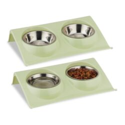 Dvigubas dubenėlis 6,5x29x19cm., žalios/sidabrinės spalvos