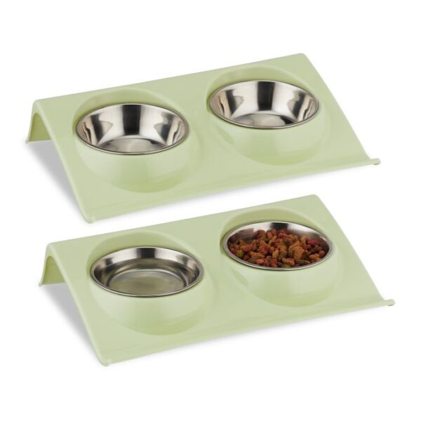 Dvigubas dubenėlis 6,5x29x19cm., žalios/sidabrinės spalvos