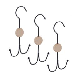 Drabužių pakabos 3vnt., juodos/šviesiai rudos spalvos
