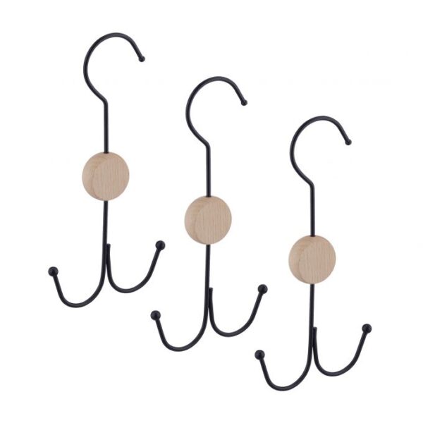 Drabužių pakabos 3vnt., juodos/šviesiai rudos spalvos