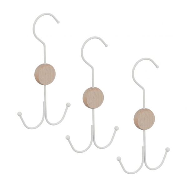 Drabužių pakabos 3vnt., baltos/šviesiai rudos spalvos
