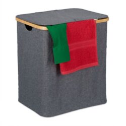 Skalbinių krepšelis 50,5x45x35,5cm, 80L., pilkos/šviesiai rudos spalvos