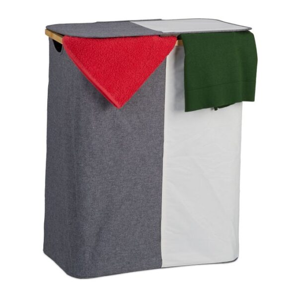 Skalbinių krepšelis 65,5x54x33,5cm, 110L., pilkos/baltos/šviesiai rudos spalvos