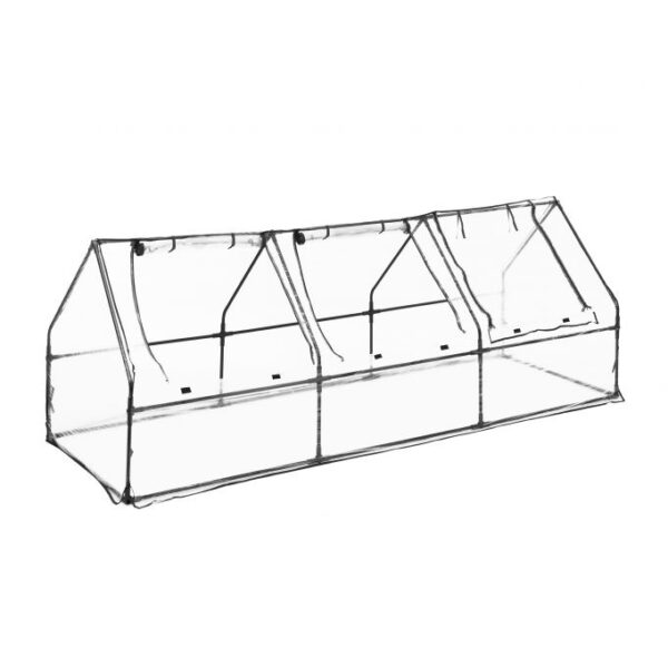 Skaidrus mini šiltnamis daigykla augalams 95x270x90cm., juodos spalvos