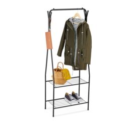 Drabužių kabykla su lentynomis 158x60x33cm., juodos spalvos