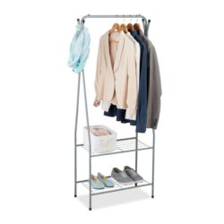 Drabužių kabykla su lentynomis 158x60x33cm., pilkos spalvos