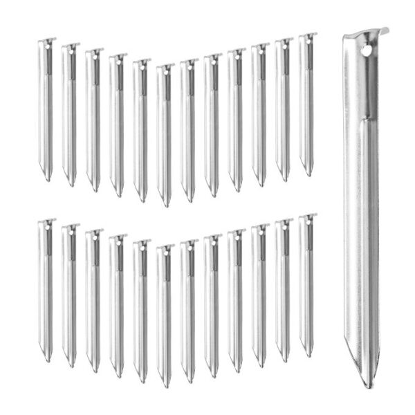 Rinkinys iš 25 palapiniės kuoliukų 18x2x1,5cm., sidabrinės spalvos