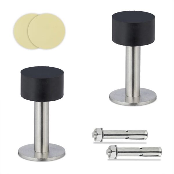 Rinkinys iš 2 guminių durų atramų, juodos spalvos