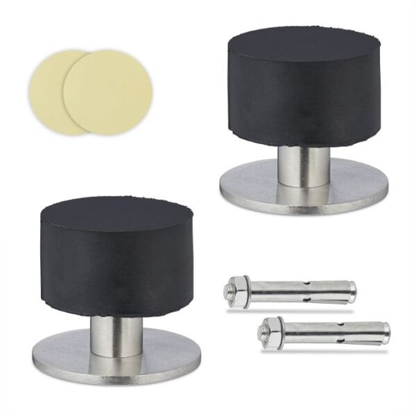 Rinkinys iš 2 guminių durų atramų, juodos spalvos