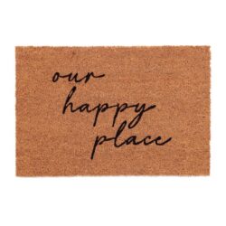 Durų kilimėlis "Our happy place" 60x40 cm., šviesiai rudos/juodos spalvos