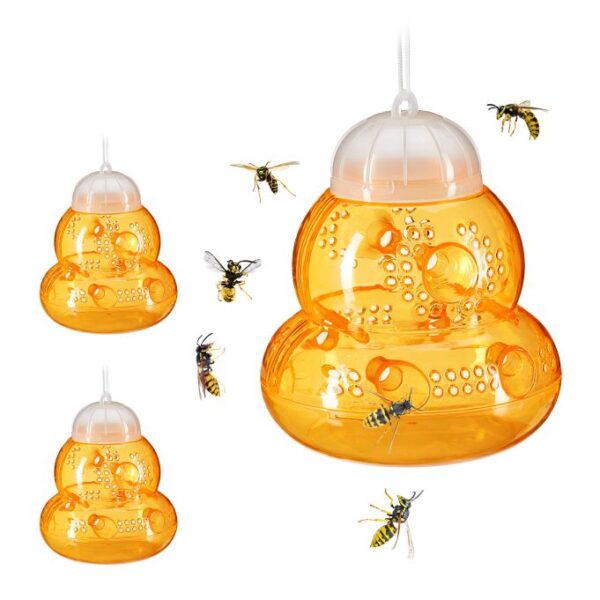 Rinkinys iš 3 vapsvų gaudyklių 15x13cm., oranžinės/baltos spalvos