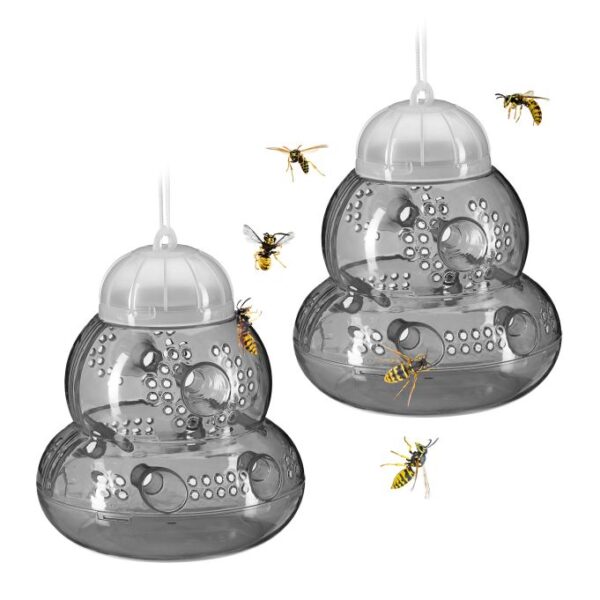 Rinkinys iš 2 vapsvų gaudyklių 15x13cm., pilkos/baltos spalvos